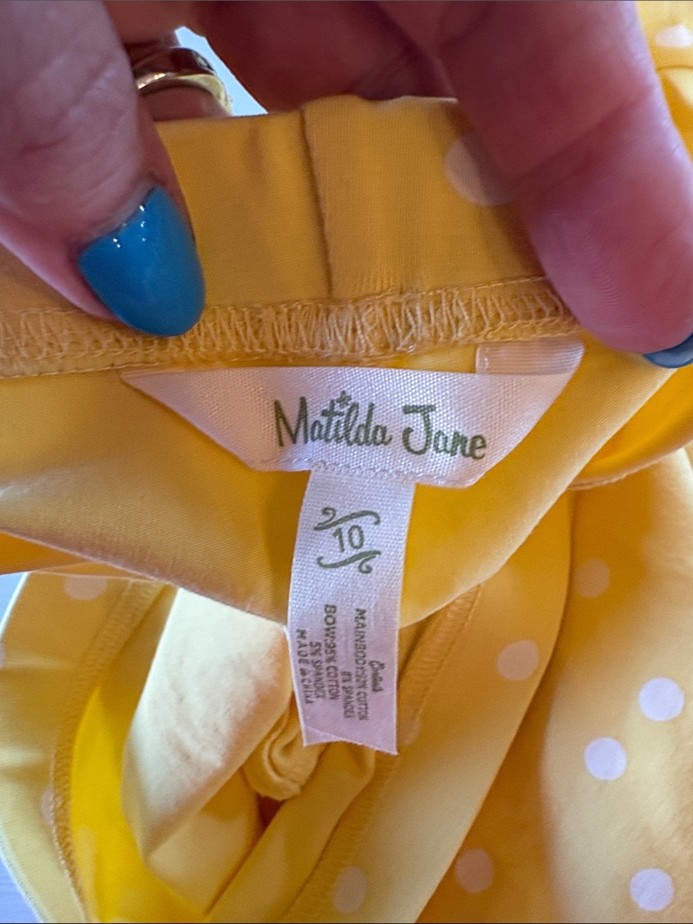 Matilda Jane Yellow Polka Dot Leggings with Pink Bow Accents - Picture 7 of 7